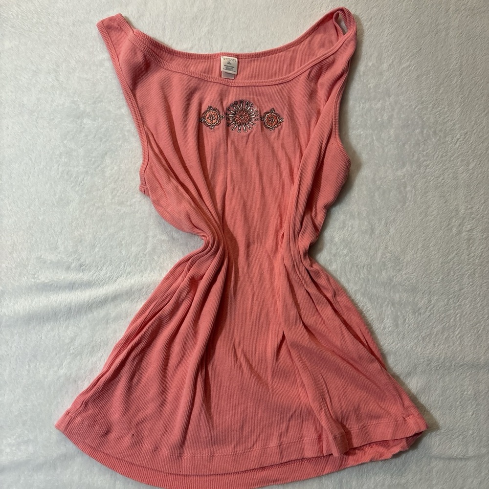 Lands' End Pink Tank with Embroidery